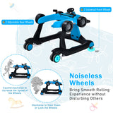 NNECW 4-in-1 Foldable Activity Car Walker with Adjustable Height and Speed-Blue
