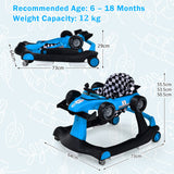 NNECW 4-in-1 Foldable Activity Car Walker with Adjustable Height and Speed-Blue