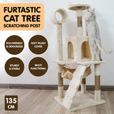 NNEDPE 135cm Cat Tree Scratching Post - Beige