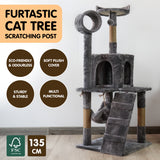 NNEDPE 135cm Cat Tree Scratching Post - Dark Grey