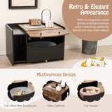 NNECW Cat Litter Box Enclosure with Pull-out Drawer and Rolling Caster