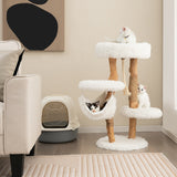 NNECW 87 CM Tall Wooden Cat Tree with Jute Scratching Posts for Pet