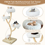 NNECW 178cm Multi-Level Cat Activity Center with 3 Warm Perches for Cat-Beige