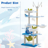 NNECW Multi-level Ocean-themed Cat Tree with Sisal Covered Scratching Posts