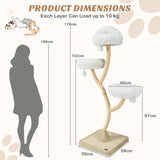 NNECW 178cm Multi-Level Cat Activity Center with 3 Warm Perches for Cat-Beige