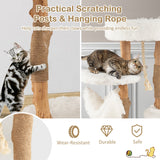 NNECW 87 CM Tall Wooden Cat Tree with Jute Scratching Posts for Pet