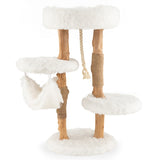 NNECW 87 CM Tall Wooden Cat Tree with Jute Scratching Posts for Pet