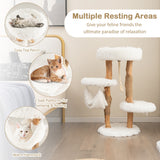 NNECW 87 CM Tall Wooden Cat Tree with Jute Scratching Posts for Pet