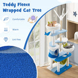 NNECW Multi-level Ocean-themed Cat Tree with Sisal Covered Scratching Posts