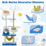 NNECW Multi-level Ocean-themed Cat Tree with Sisal Covered Scratching Posts