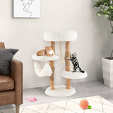 NNECW 87 CM Tall Wooden Cat Tree with Jute Scratching Posts for Pet