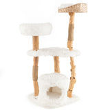 NNECW 124 CM Tall Wooden Cat Tree with Jute Scratching Posts For Pet