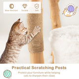 NNECW 124 CM Tall Wooden Cat Tree with Jute Scratching Posts For Pet