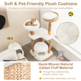 NNECW 124 CM Tall Wooden Cat Tree with Jute Scratching Posts For Pet