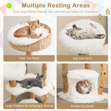 NNECW 124 CM Tall Wooden Cat Tree with Jute Scratching Posts For Pet
