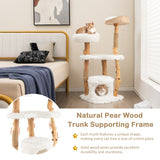NNECW 124 CM Tall Wooden Cat Tree with Jute Scratching Posts For Pet