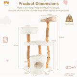NNECW 124 CM Tall Wooden Cat Tree with Jute Scratching Posts For Pet