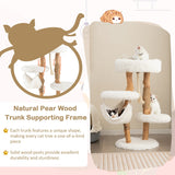 NNECW 87 CM Tall Wooden Cat Tree with Jute Scratching Posts for Pet