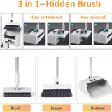 3-in-1 Cleaning Tool Set – Soft Bristle Broom, Dustpan & Hand Brush for Home, Office & Dorm