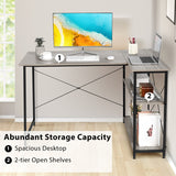 NNECW L-Shaped Corner Computer Desk with Adjustable Bookshelf for Office Grey