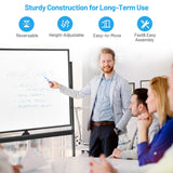 NNECW 90 x 120CM Mobile Magnetic Reversible Whiteboard with Adjustable Height-Black