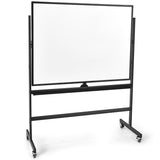 NNECW 90 x 120CM Mobile Magnetic Reversible Whiteboard with Adjustable Height-Black