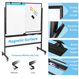 NNECW 90 x 120CM Mobile Magnetic Reversible Whiteboard with Adjustable Height-Black