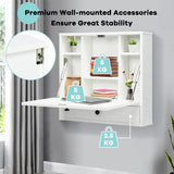 NNECW Floating Computer Desk with Storage Drawer & Shelves