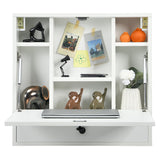NNECW Floating Computer Desk with Storage Drawer & Shelves