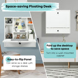 NNECW Floating Computer Desk with Storage Drawer & Shelves