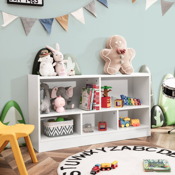 NNECW Bookcase & Toy Storage with 5 Compartments for Kids