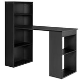 NNECW Modern 3-in-1 Wooden Computer Desk with 6-Tier Storage Bookshelves-Black