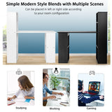 NNECW Modern 3-in-1 Wooden Computer Desk with 6-Tier Storage Bookshelves-Black