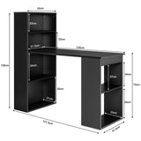 NNECW Modern 3-in-1 Wooden Computer Desk with 6-Tier Storage Bookshelves-Black