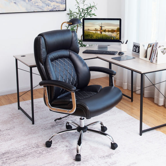 NNECW Height Adjustable Executive Chair with Upgraded Padded Armrest for Home/Office