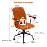 NNECW Retro Swivel Velvet Computer Desk Chair with Armrest for Home &amp; Office-Orange