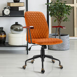 NNECW Retro Swivel Velvet Computer Desk Chair with Armrest for Home &amp; Office-Orange