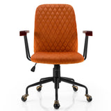 NNECW Retro Swivel Velvet Computer Desk Chair with Armrest for Home &amp; Office-Orange