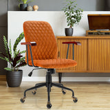NNECW Retro Swivel Velvet Computer Desk Chair with Armrest for Home &amp; Office-Orange