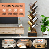 NNECW 10-Tier Tree Bookcase with Drawer for Storage-Brown