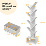 NNECW 10-Tier Tree Bookcase with Drawer for Storage-White