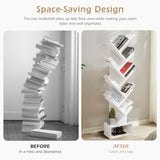 NNECW 10-Tier Tree Bookcase with Drawer for Storage-White
