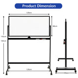 NNECW Double-Sided Magnetic Mobile Whiteboard with 6 Markers-Black
