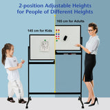 NNECW Double-Sided Magnetic Mobile Whiteboard with 6 Markers-Black