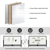 NNECW Double-Sided Magnetic Mobile Whiteboard with 6 Markers-Black