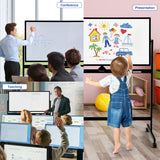 NNECW Double-Sided Magnetic Mobile Whiteboard with 6 Markers-Black