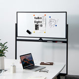 NNECW Double-Sided Magnetic Mobile Whiteboard with 6 Markers-Black
