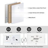 NNECW Double-Sided Magnetic Mobile Whiteboard with 6 Markers-White