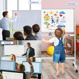 NNECW Double-Sided Magnetic Mobile Whiteboard with 6 Markers-White