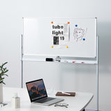 NNECW Double-Sided Magnetic Mobile Whiteboard with 6 Markers-White